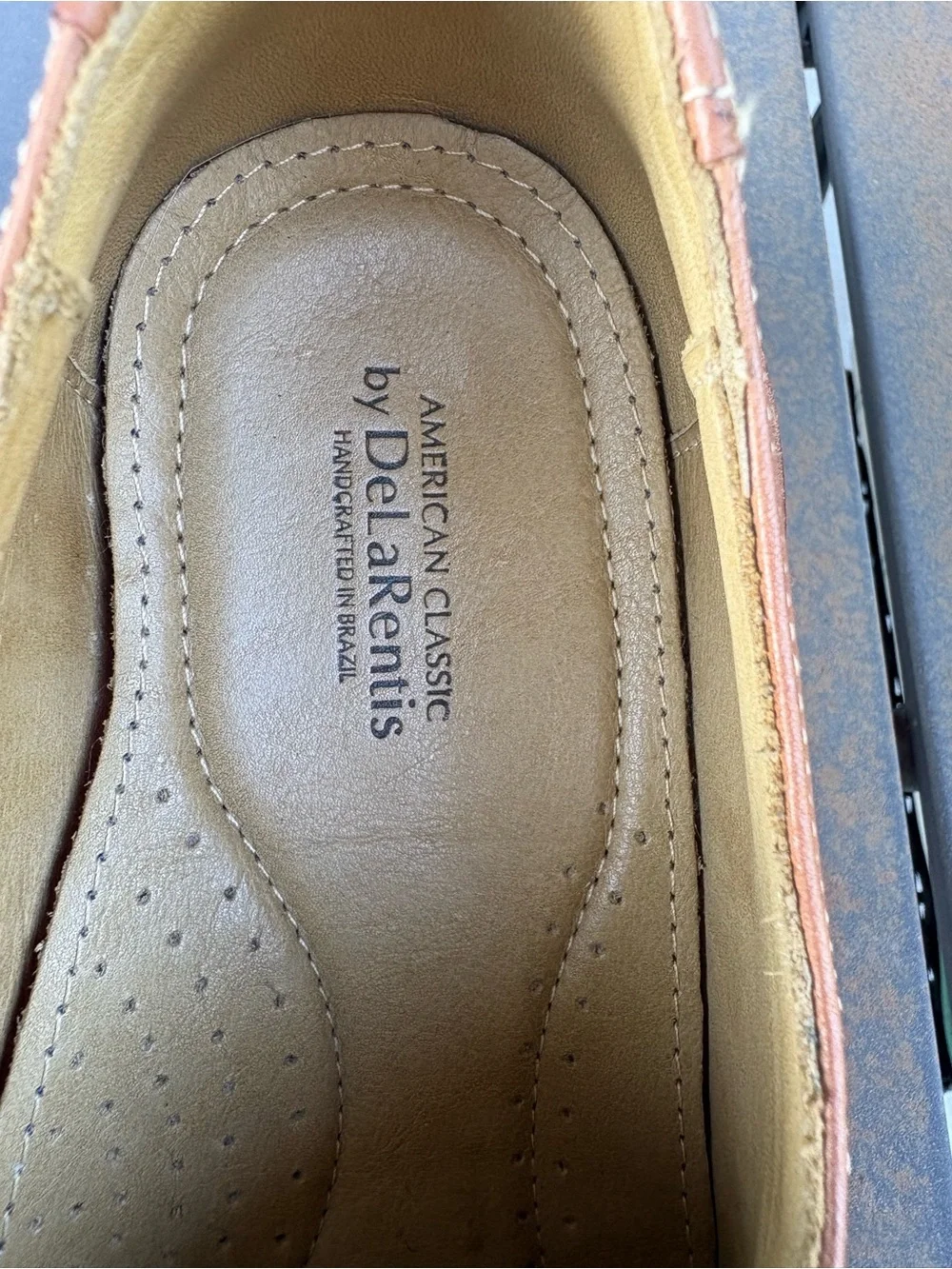American Classic by DeLarentis Men's Tan Leather Slip-On Dress Shoes-size 11